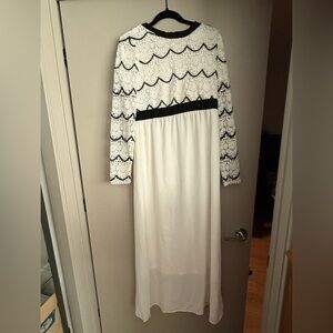 Jessakae Elegant Black and White Long Sleeve Dress